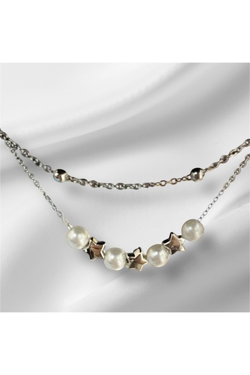 Vitastyle Pearl Star Model Heeled 2-Piece Chain Steel Anklet