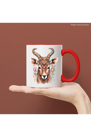 StoryGift Romania Mug with a deer with old symbols, illustration, indigenous, Indian, tradition, With, STG.