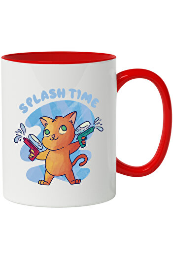 StoryGift Romania Mug With English Message Splash Time, Cat, Water Gun, Multicolor 330 ml, , With ,STG .