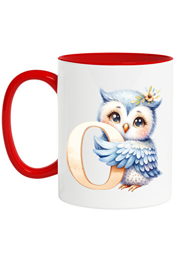 StoryGift Romania Mug with an owl with the letter "O", illustration, for children, school, student, alphabet, With, STG.