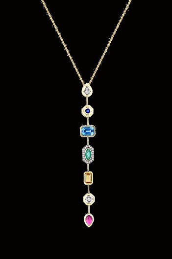 New Obsessions Crystal 7 Stone Luck Chakra Steel Necklace