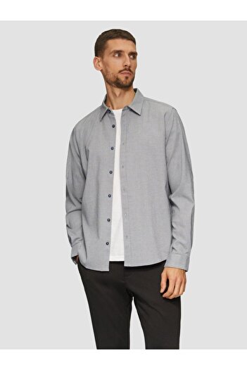 s.Oliver Men's long-sleeved shirt with regular fit, Grey, 3XL