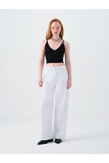 Loft Wide Leg Regular Fit White Women's Jean Pants Lf2039976