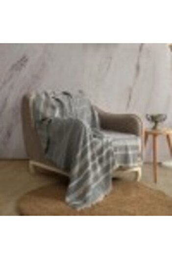 Cocona Cotton Throw Blanket 130x170cm, Cocona Anthracite/Ecru Stripes