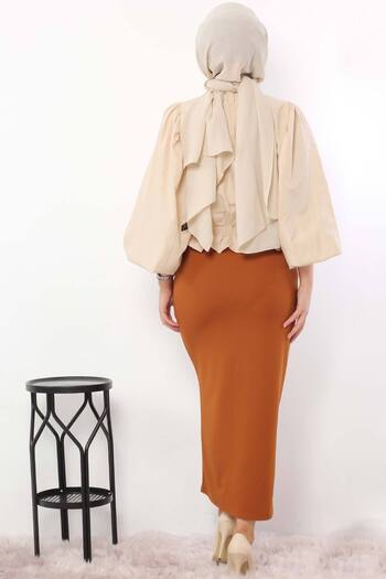 Tesettür Dünyası Pencil Skirt Tsd0291 Tan