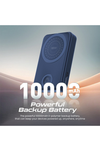 Promate PowerMag-Trio Power Bank with MagSafe Support and Wireless Apple Watch Charging - Navy