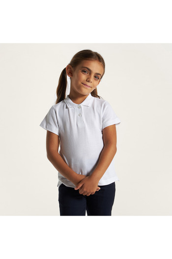 Juniors Solid Polo T-Shirt With Short Sleeves