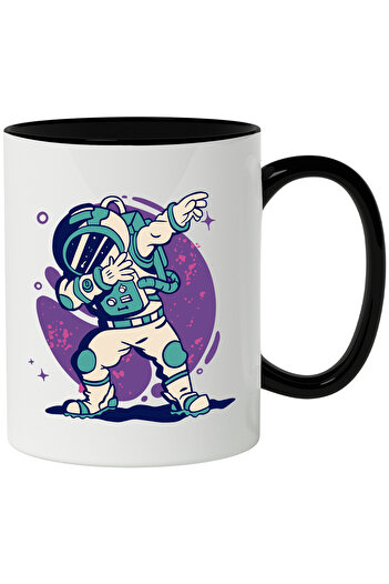 StoryGift Romania Astronaut Mug, Costume, Space, Dab, Stars, Circles, Multicolor 330 ml, Ceram, With ,STG