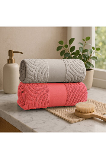 Lucy and Home 100% Cotton Jacquard Towel Set of 2 50x100cm