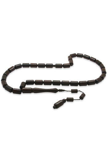 Tesbihane Systemed Capsule Cut Ebony Tree Rosary