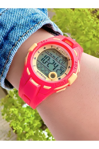 Ferrucci Jaga Watch with Stopwatch Yellow Detail Red Silicone Cord Watch