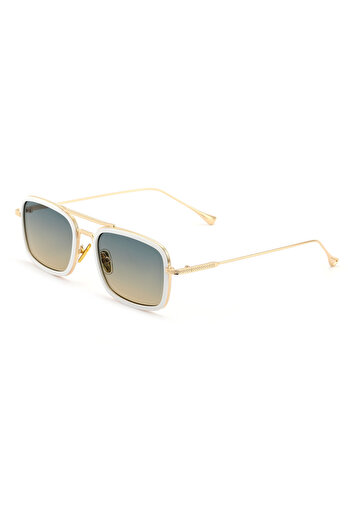 Angel Eyes Rectangle Design Gold White Frame Green Double Color Glass Sunglasses Women&Men Ce Certificated Uv400