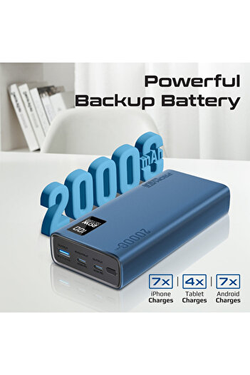 Promate Smart Compact Power Bank - 20000mAh - Blue - Bolt-20PD