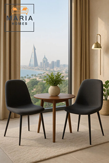 MARIA HOMES Modern Black Fabric Dining Chair – Comfortable Padded Seat with Sleek Metal Legs for Home or Office