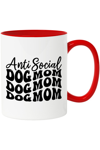 StoryGift Romania Mug for antisocial dog mothers with red handle, with red handle STG, STG, STG