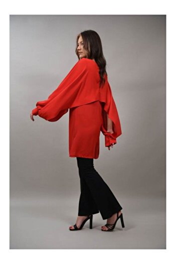 LUMİNA LONG SLEEVE CUT OUT CELLESE BLOUSE Red M-L