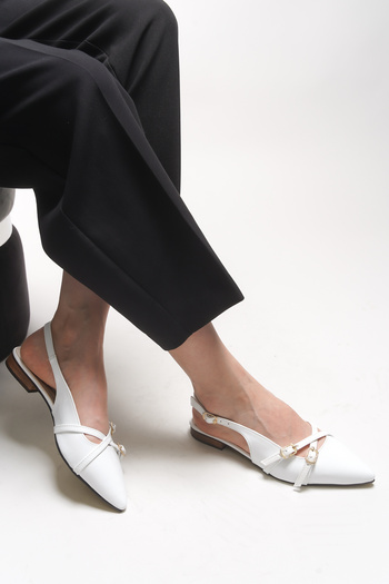 Riccon Elyenlana Women's Pointed Toe Heeled Shoes 0012110 White Patent Leather