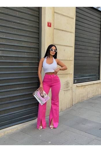 Friday Mood Women's Slit Detailed Flare Jean