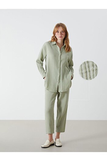 LC Waikiki Xside Elastic Waist Straight Muslin Women's Trousers (S5)