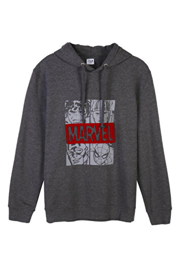 Marvel Men's hoodie, 100% cotton, gray, size XL, Marvel