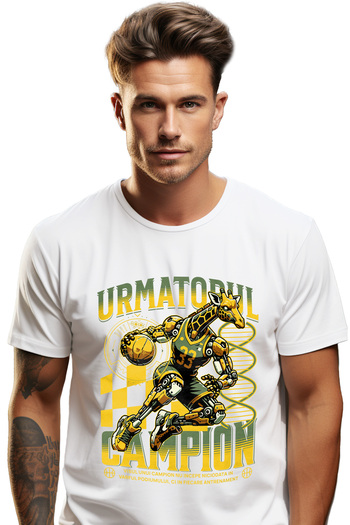 StoryGift Romania Men's T-Shirt The Next Basketball Champion - Robot Giraffe with Front Print, 100% Cotton