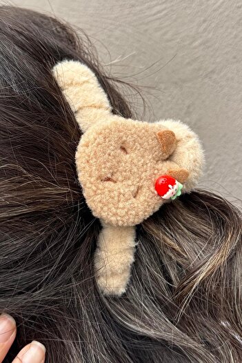 TAKIŞTIR Brown Color Teddy Bear Figured Plush Latch Buckle