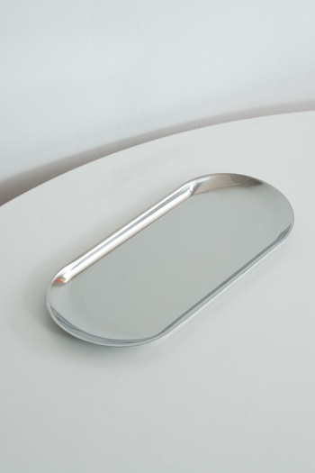 Beige & Stone Decorative Silver Large Oval Jewelry Organizer and Presentation Tray