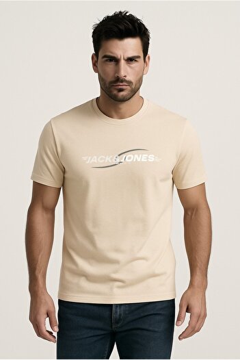 Jack & Jones Ανδρικό μπλουζάκι με λογότυπο J&J TARMAC με στάμπα με λαιμόκοψη