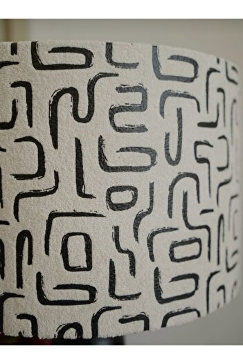 Semboldekor 2t Black Legged White Cylinder Labyrinth Lampshade Living Room Bedroom