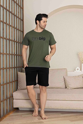 Tarık Father Son Combined Alk Top Short Sleeve Bermuda Boy Shorts Cycling Collar Pajama Set-4006