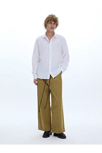 Ltb White Textured Krasik Collar Shirt