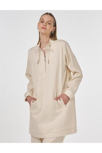Kayra Lace Detailed Cotton Double Suit Cream