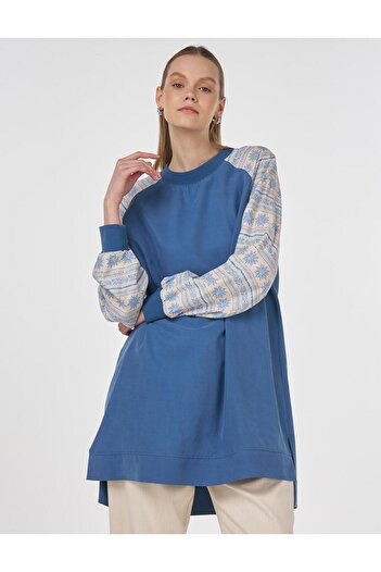 Kayra Modal Tunic Indigo with Fabric Garnish