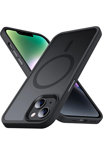 Fibaks Apple iPhone 13 - 14 - 15 Kılıf Kamera Çıkıntılı Magsafe Şarj Destekli Yumuşak Kenarlı Mat Kapak