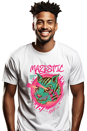 StoryGift Romania Tricou Barbati Cu Craniu Schelete Motan Pisica Monstru Cu Ochii Laser, Text In Engleza Maj Stg