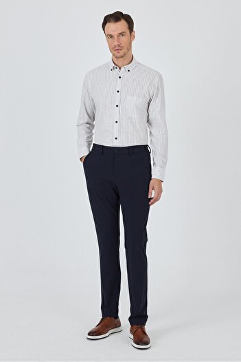 İmza Dark Navy Blue Flexible Side Pocket Casual Slim Fit Jogger Trousers 1003250162