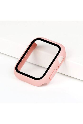 REDz Accessories Apple Watch 4/5/6/SE Case, Glass Cover, Full Protection, Light Pink - Apple Watch 4/5/6/SE 44mm