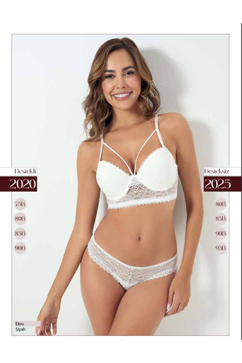 Godewo Lace Detailed Bra Panty Set (Size-Color Selection)