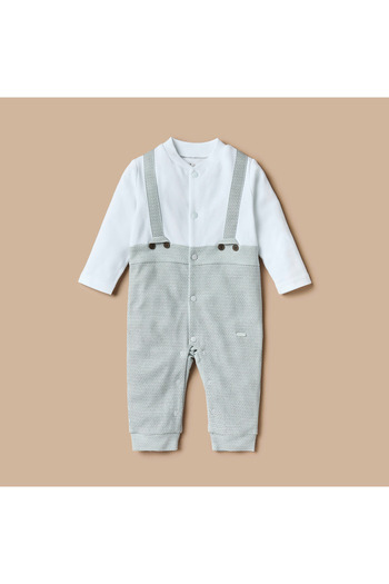 giggles Printed Long Sleeves Sleepsuit with Suspender Detail