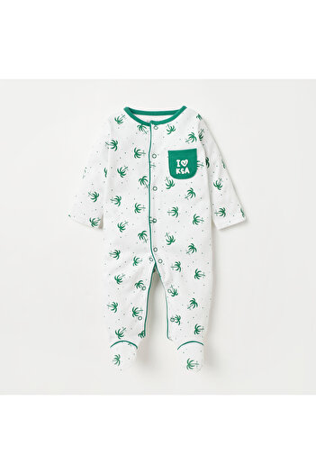 Juniors KSA National Day All-Over Print Sleepsuit with Long Sleeves