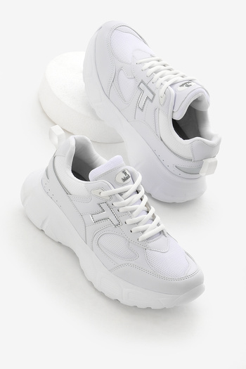 Tonny Black Unisex White High Faylon Sole Breathable Fabric Lace-Up Sneakers