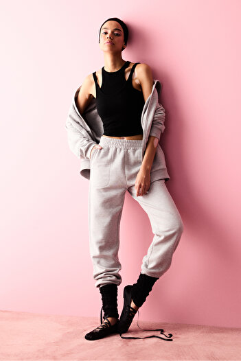 Penti High Waist Gray Melange Raised Sweatpants