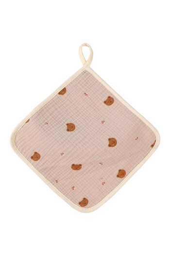 Flippy Absorbent Towel, Flippy, Cotton, 25 x 25 cm, Bear Pattern, with Hanger, Cream