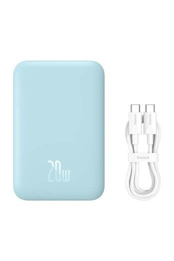 Baseus Baterie externă, magnetică, încărcare rapidă, MagSafe, USB-C, 6000mAh, 20W, mini magnetică, albastră
