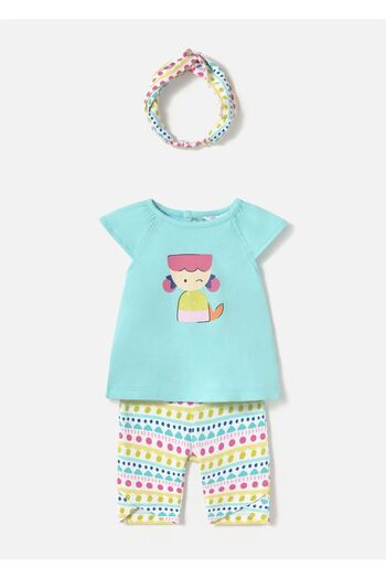MAYORAL Baby Girl Hair Band T-Shirt Leggings Set Turquoise 1763