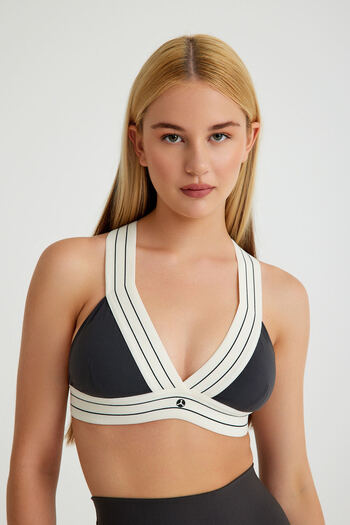 Pulsar V-Neck Gathering Sports Bra Anthracite Meissa