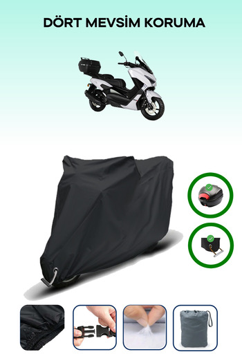 Breen Black (Kuba Chia 125) Motorcycle Tarpaulin, Back Bag and Lock Compatible