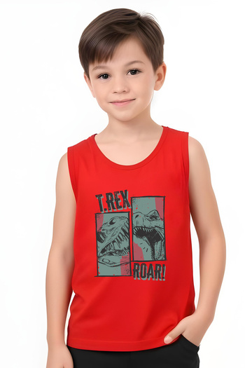 FYK KİDS Boy's Printed Zero Sleeve Trex Roar Top-Bottom Suit