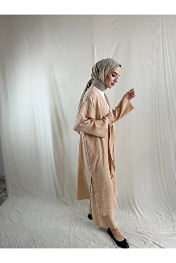 Motto Collection Soft Bej Müslin Kimono Takım