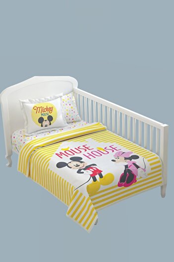 Taç Minnie And Mickey Bebek Pike Takımı + Fon Perde + Yastık Kılıfı
